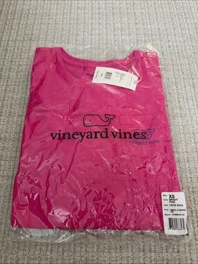 Vineyard Vines Hot Pink Whale Logo Pocket Tee
